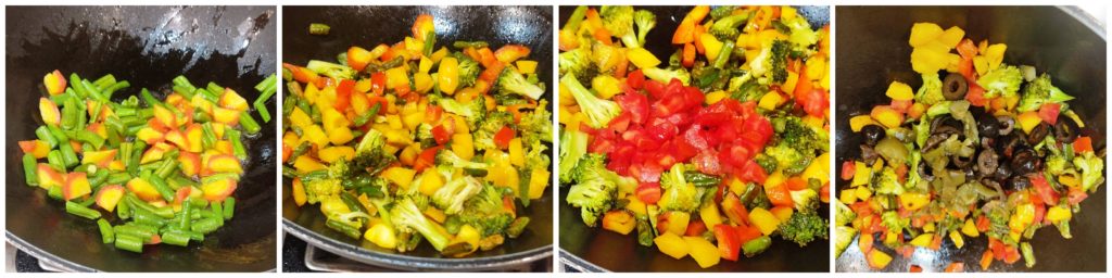 Saute vegetables for Quinoa Salad Vegetarian