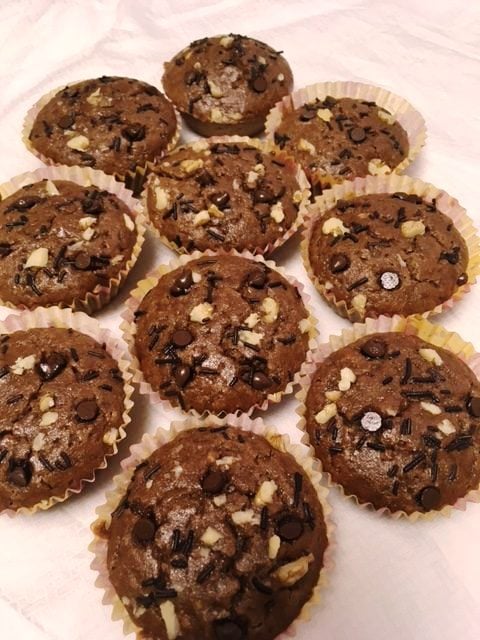 Banana  Muffins with chocolate and walnuts