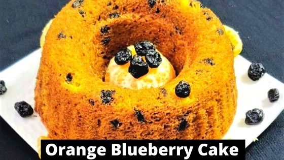 Eggless Orange Cake Recipe with Blueberries
