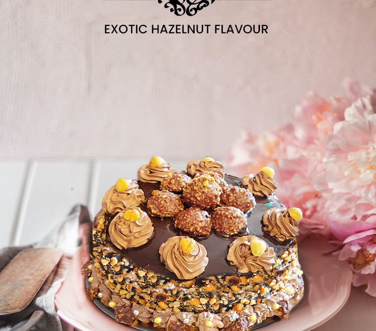 Eggless Chocolate Ferrero Rocher Cake | Hazelnut Cake
